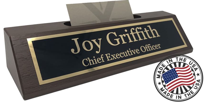 Personalized Desk Name Plate With Card Holder