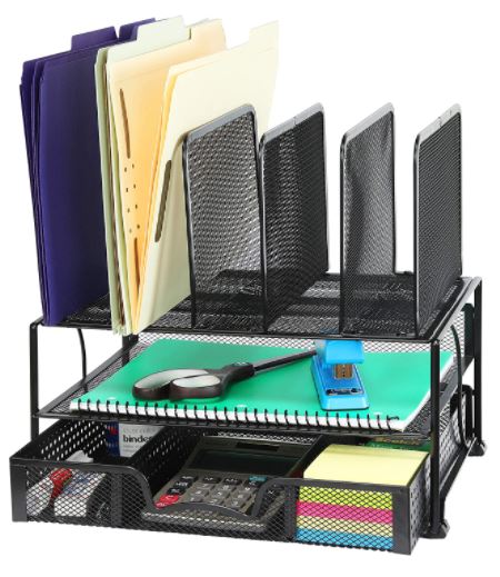SimpleHouseware Mesh Desk Organizer With Sliding Drawer